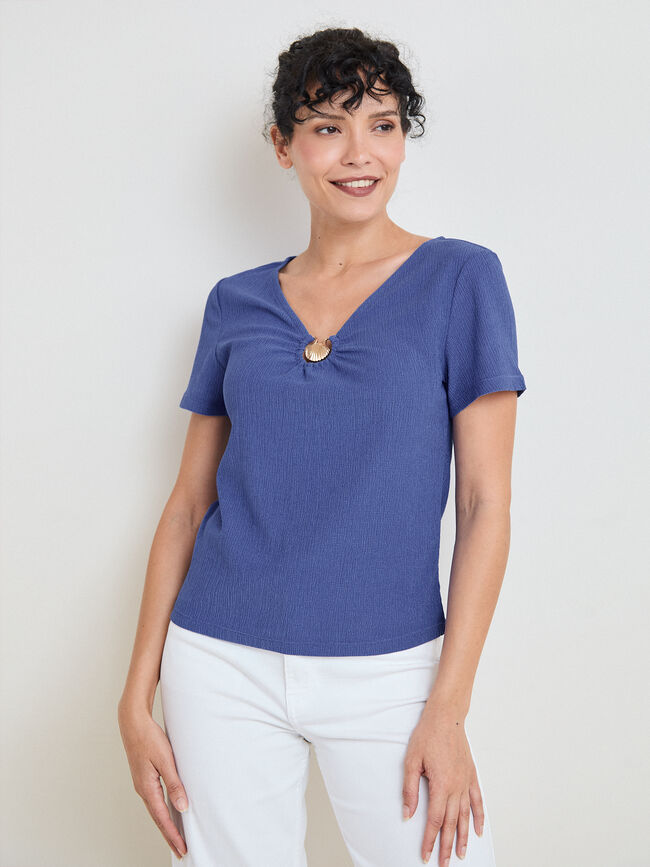 CAMISETA  APLIQUE CONCHA Azulon