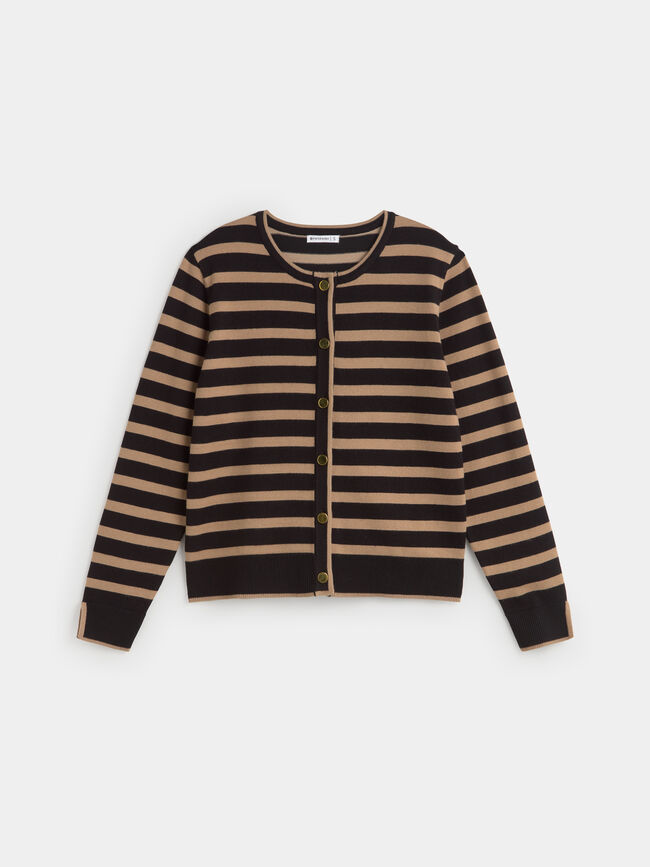 CARDIGAN RAYA REDONDO Camel