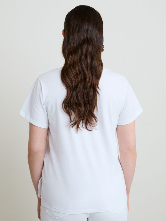 CAMISETA CROCHET BAJO Blanco Optico image number null