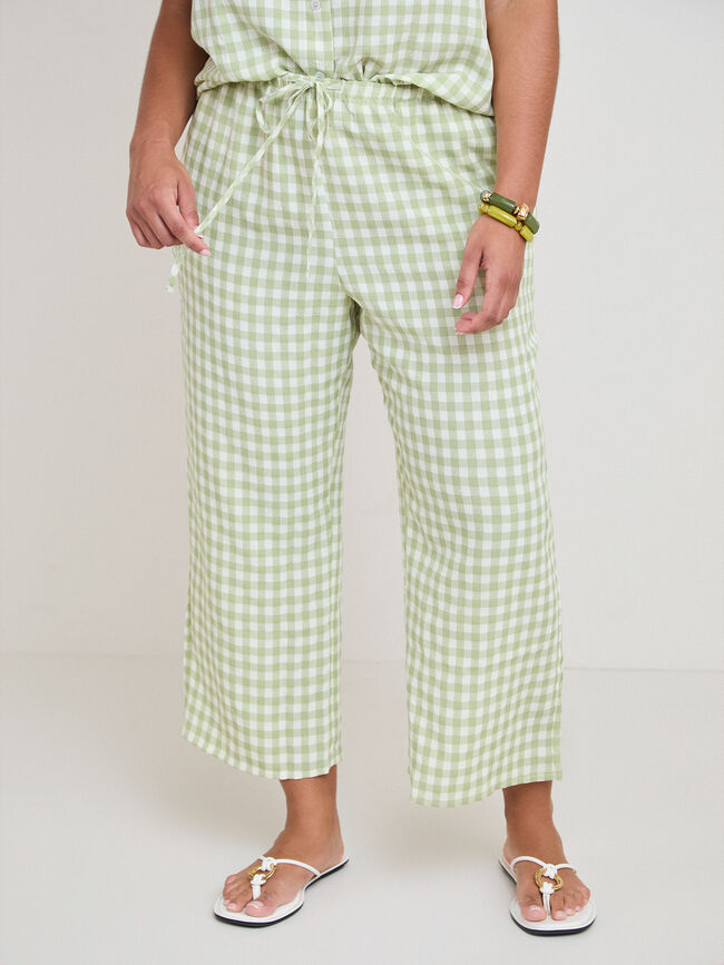 PANTALON  VICHY kaki claro