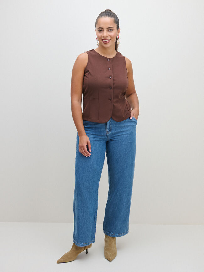 CHALECO ESCOTE REDONDO SCUBA CREPE LAZAD Marron
