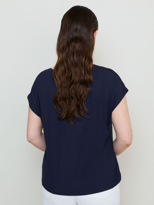 CAMISETA MARIPOSA FLORES Azul Marino image number null