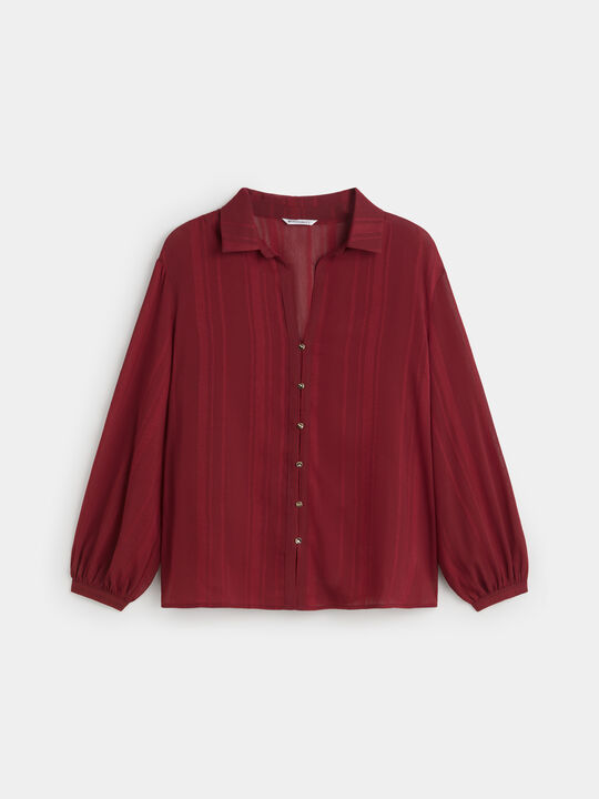 BLUSA MANGA VOLUMEN Burgundy Drab image number null