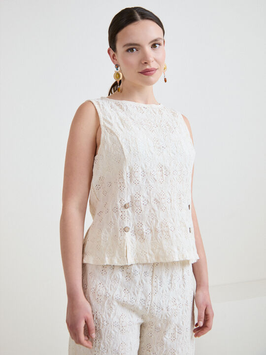 CAMISETA SET RUSHELL CALADO BOTONES Crudo image number null