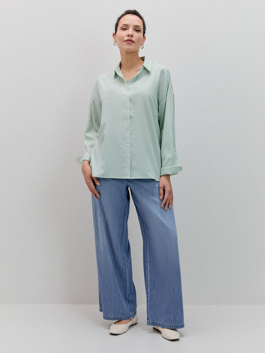 CAMISA RAYAS OVERSIZE Kaki image number null