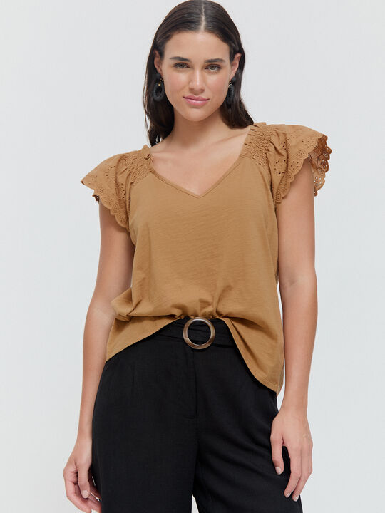 CAMISETA ESCOTE CORAZÓN burnt orange image number null