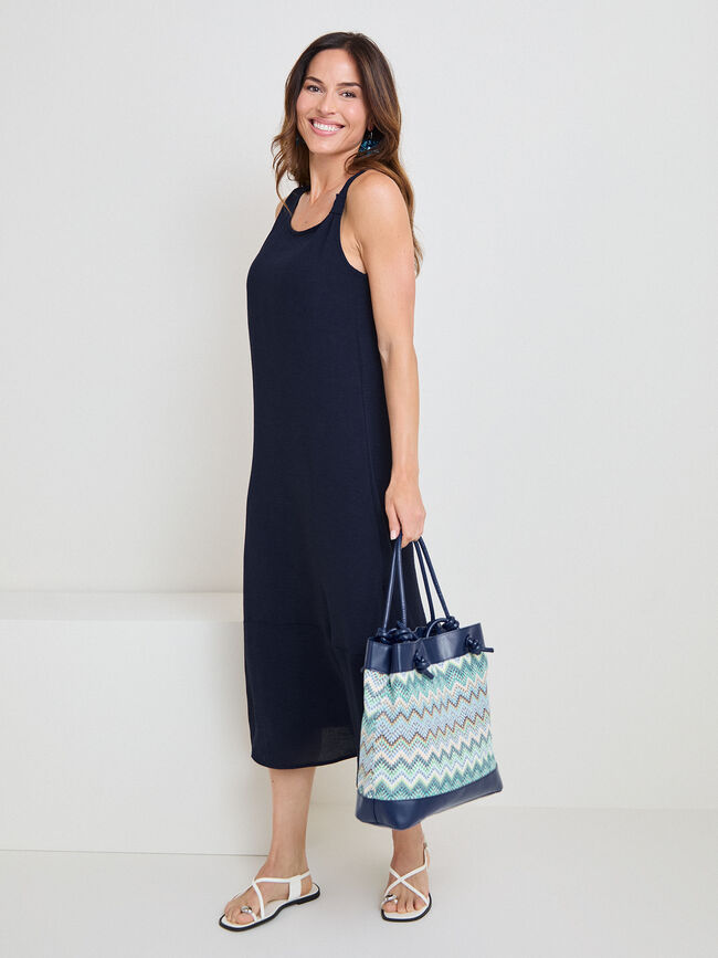 VESTIDO MIDI NUDO Azul Marino