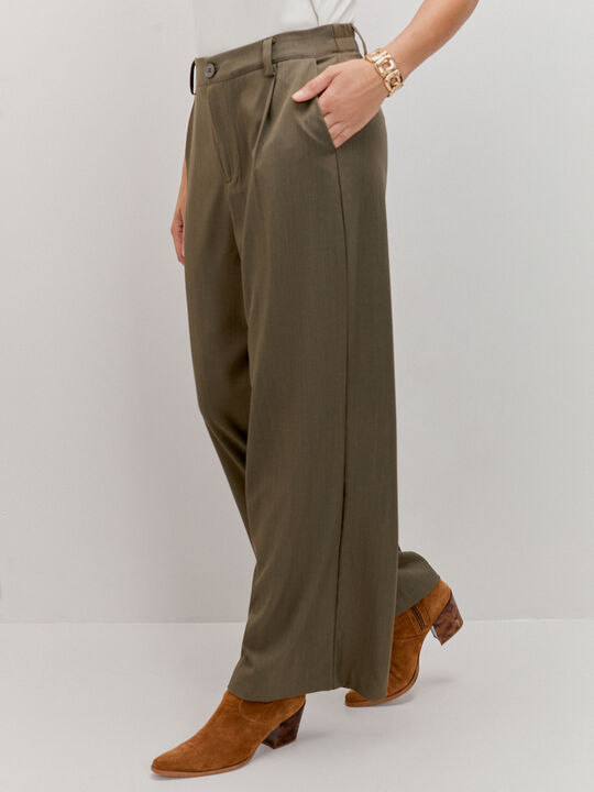 PANTALON VESTIR PINZAS Kaki image number null