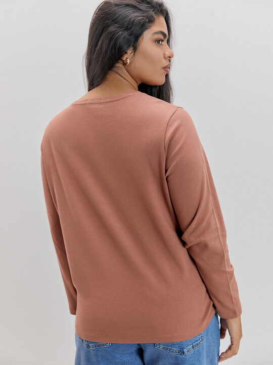 CAMISETA BORDADO LENTEJUELAS Marron image number null