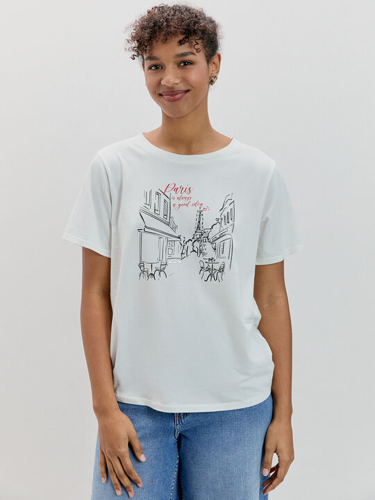 CAMISETA PAR&Iacute;S BRILLO Blanco Optico image number null