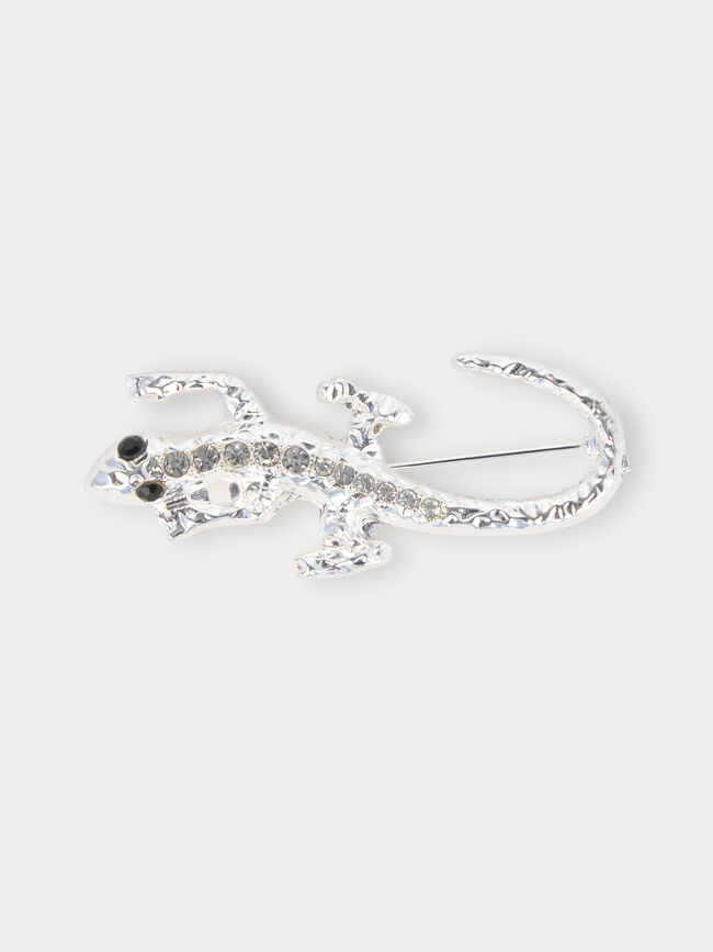BROCHE IGUANA BRILLOS Plata