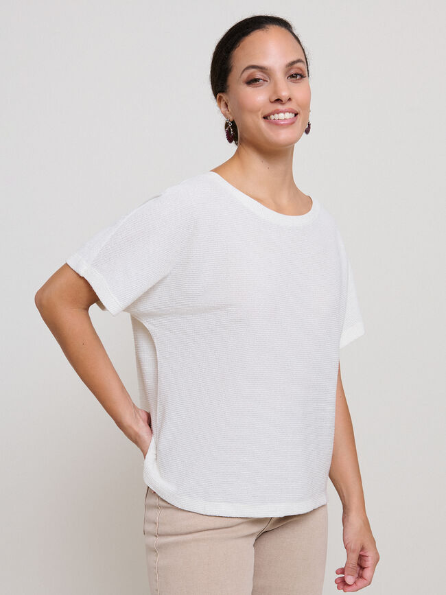 CAMISETA DETALLE TEJIDO Beige