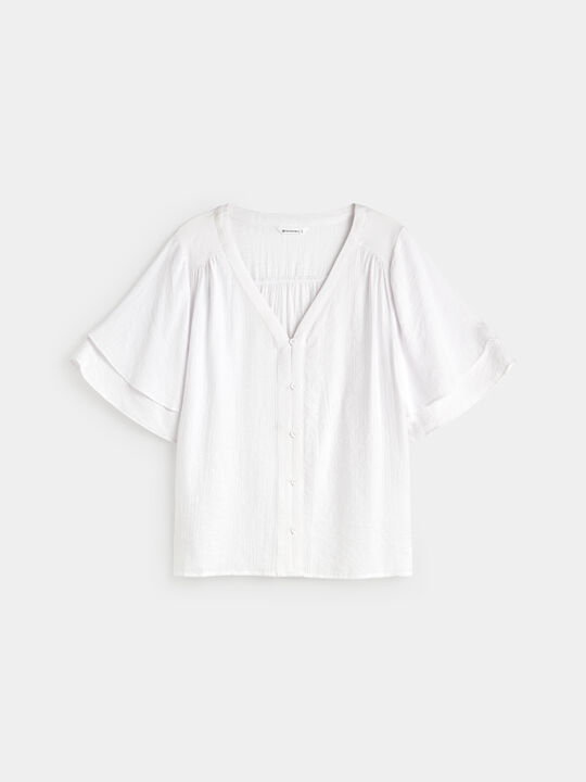 BLUSA MANGA VOLANTE Blanco Optico image number null