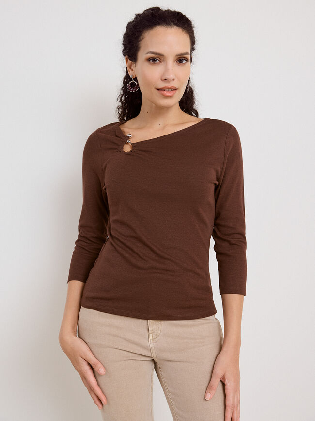 CAMISETA ESCOTE ASIMETRICO Marron