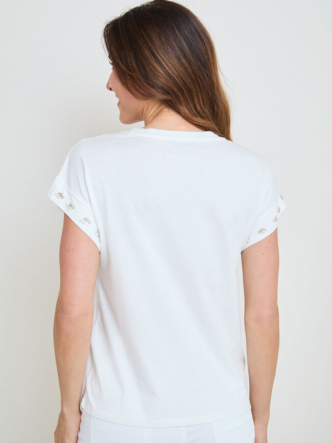CAMISETA DETALLE PERLA Blanco Hueso