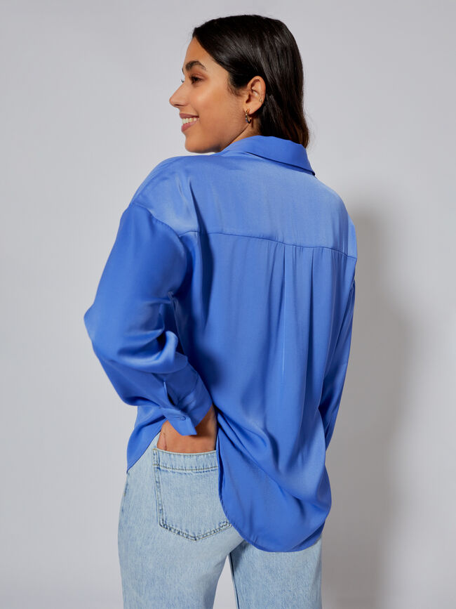 Blusa estampada satén Azul Ceruleo