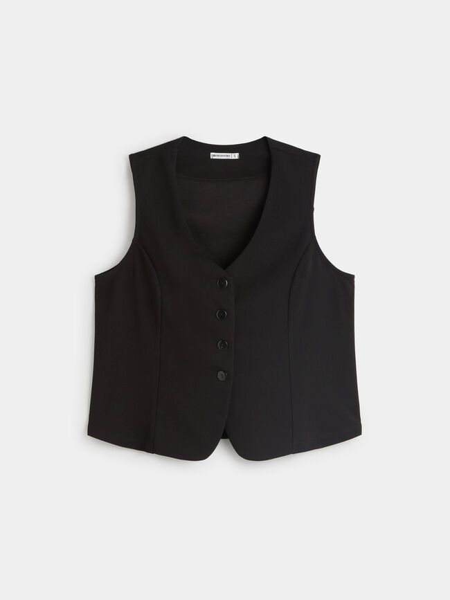 CHALECO DETALLE BOTON Negro