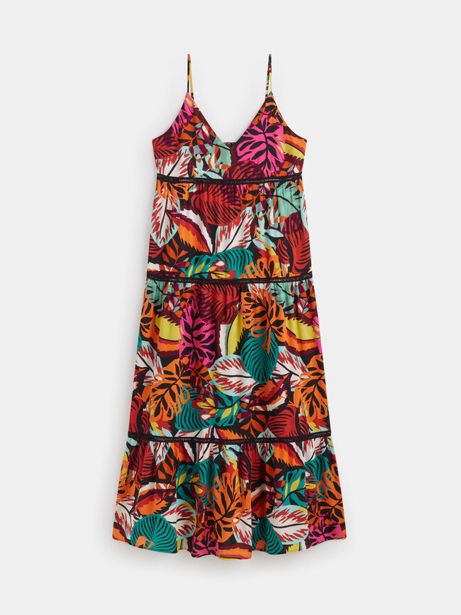 Vestido tirantes estampado Naranja