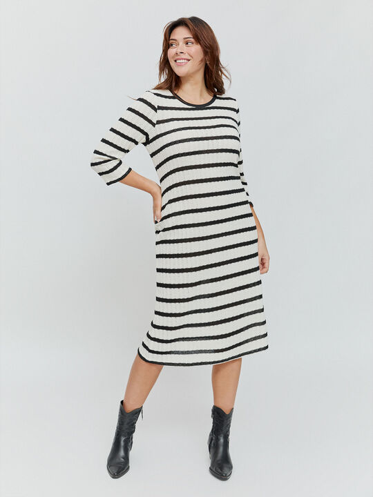 VESTIDO MIDI RAYAS Crudo image number null