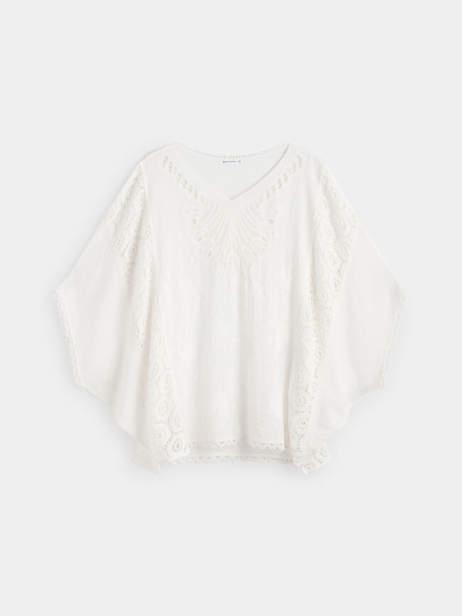 BLUSA OVERSIZE BORDADA Blanco Optico