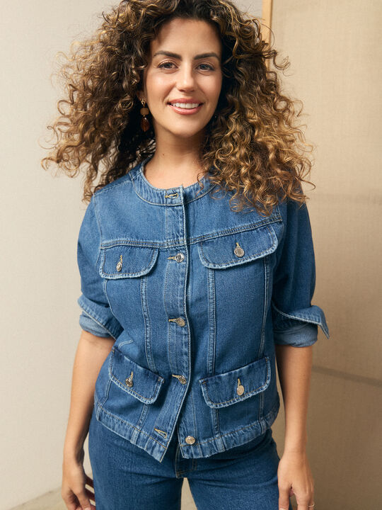 CHAQUETA VAQUERA CORTA Mid blue image number null