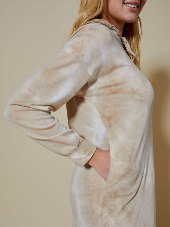 vestido largo capucha Beige