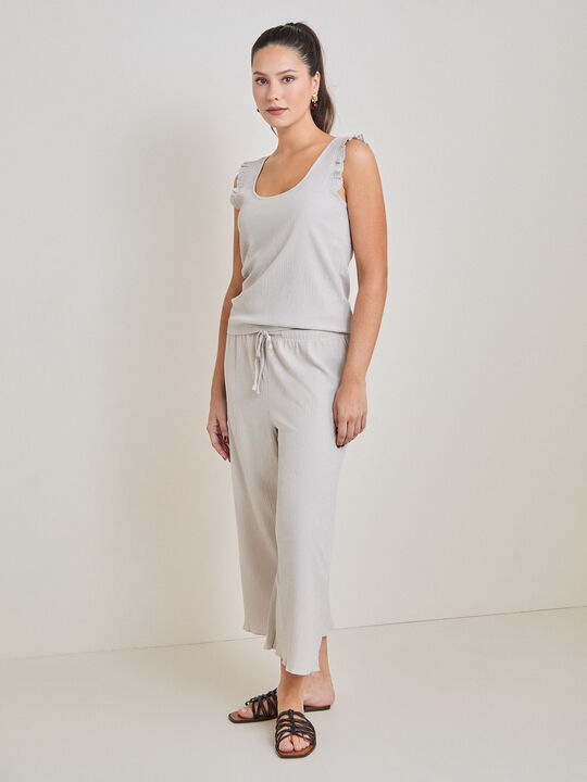 PANTALON TEXTURA CULOTTE Piedra image number null