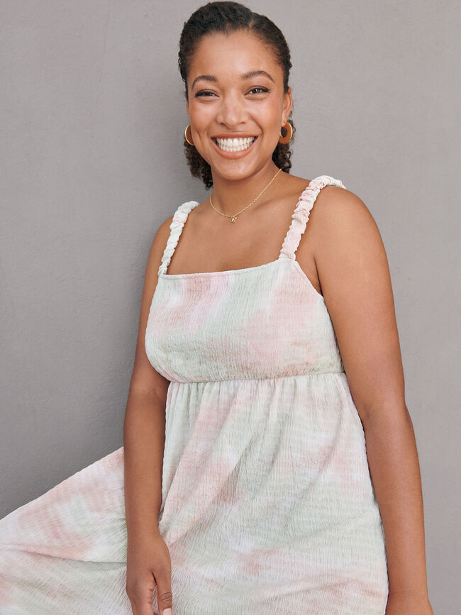 Vestido tirantes tie-dye Blanco Hueso