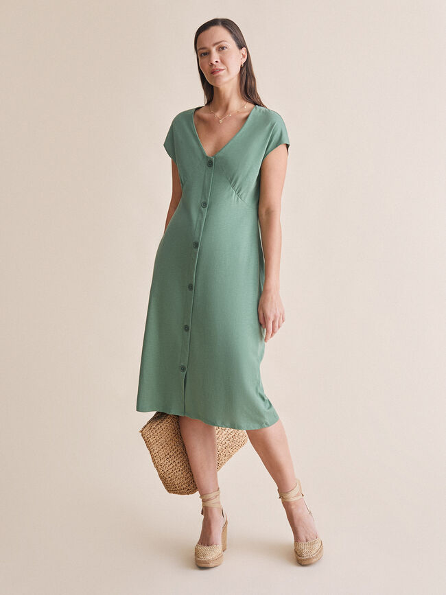 VESTIDO CON BOTONES CENTRALES Verde Viridian