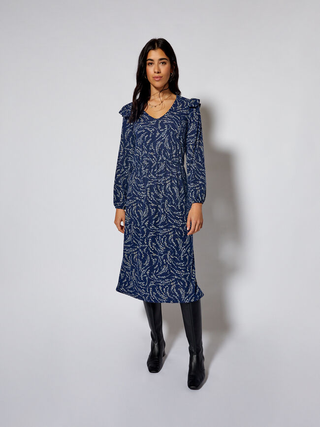 VESTIDO SOBRE RODILLA Azul Marino