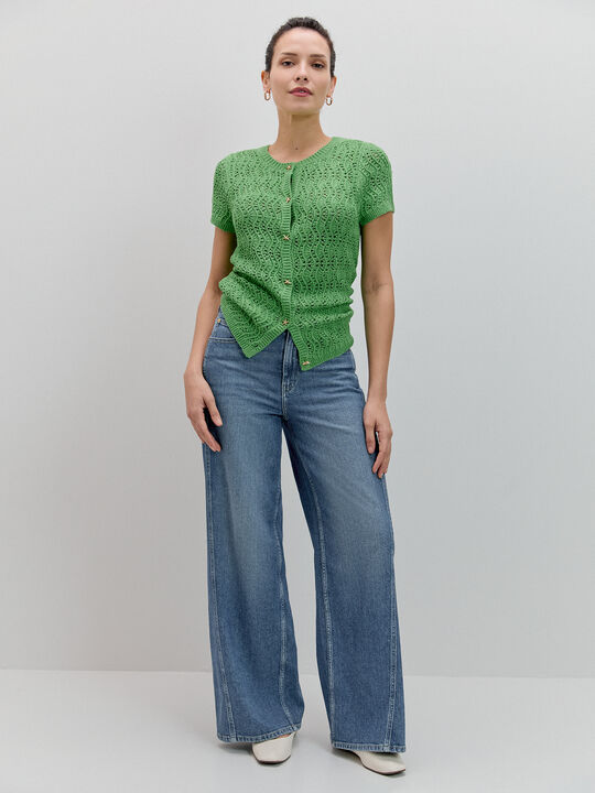 C&Aacute;RDIGAN MANGA CORTA Verde image number null