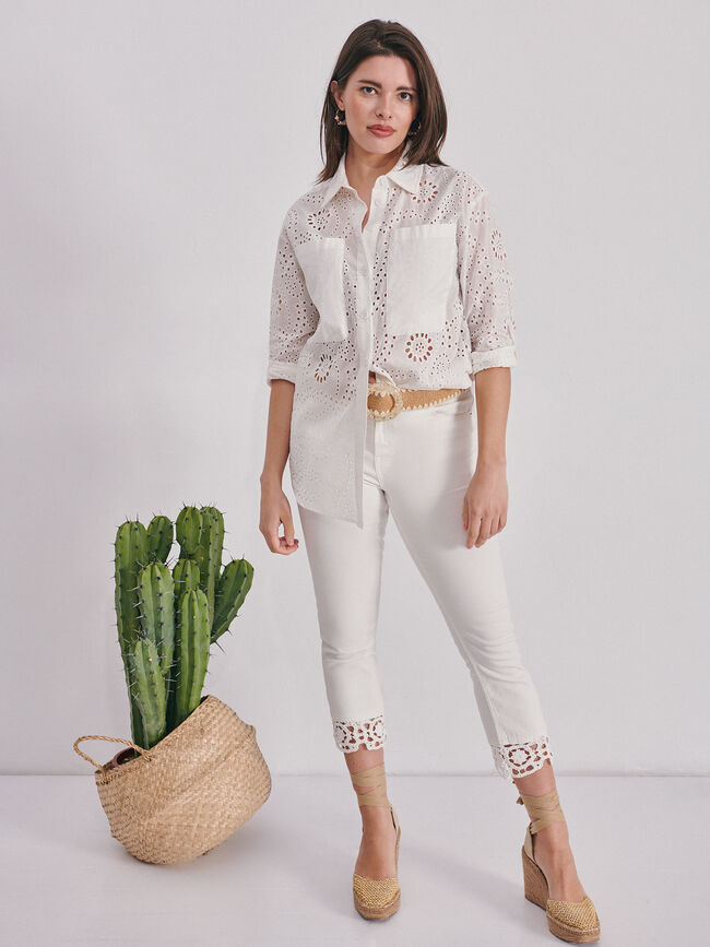 Blusa bordada Blanco Optico