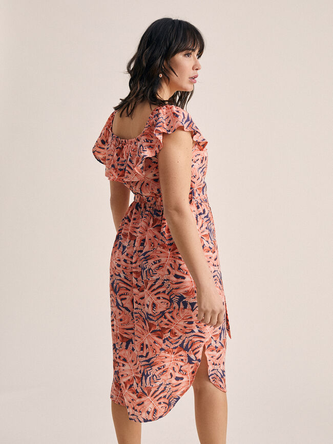 Vestido estampado cuello barco Estampado 1