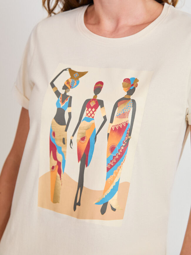 CAMISETA MUJERES AFRICANAS Beige