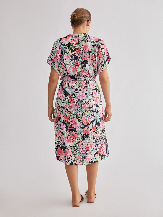 Vestido fluido estampado Negro
