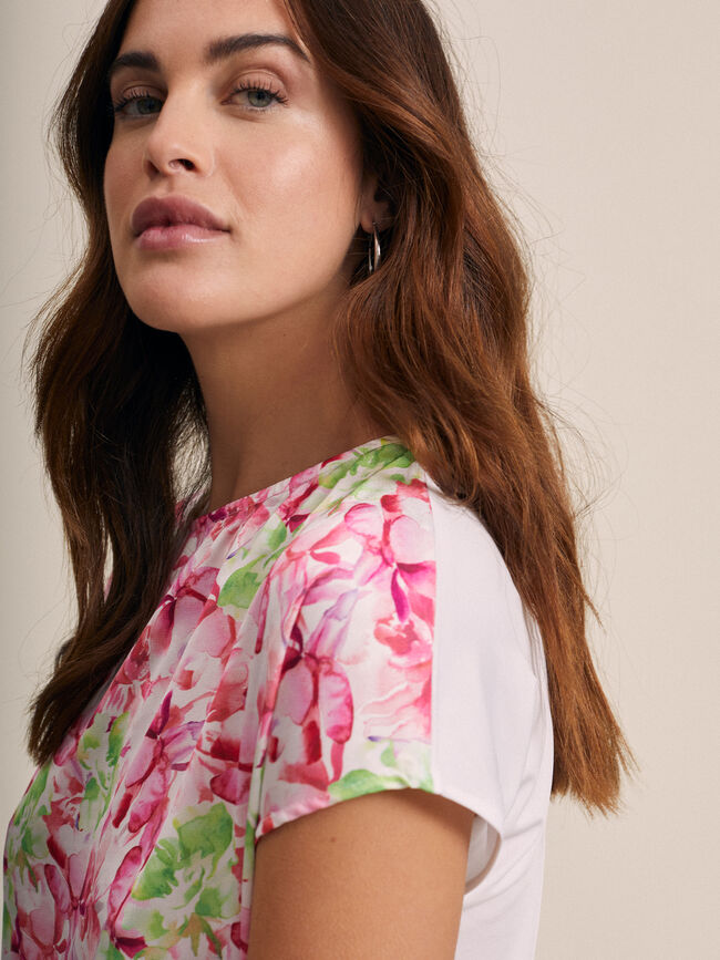 Camiseta estampado floral Blanco Optico