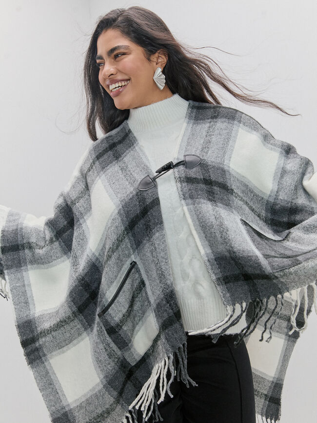 PONCHO CUADROS GRANDES Crudo