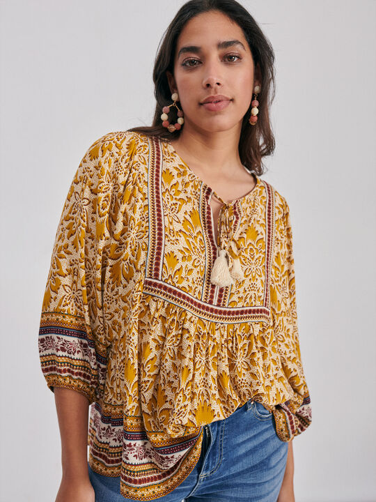 Blusa manga globo Mostaza image number null