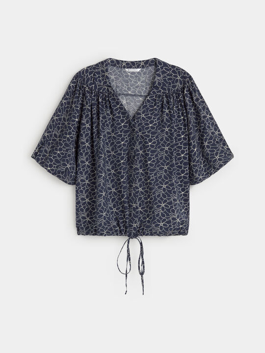 BLUSA TUNEL ESTAMPADO Azul Chambray image number null