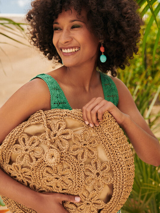 Bolso rafia redondo Beige image number null