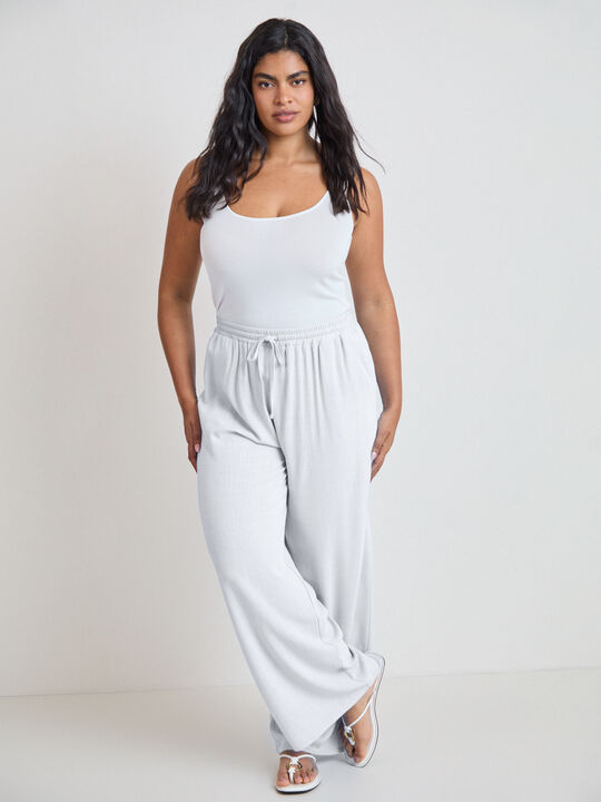 PANTAL&Oacute;N R&Uacute;STICO LARGO Blanco Hueso image number null