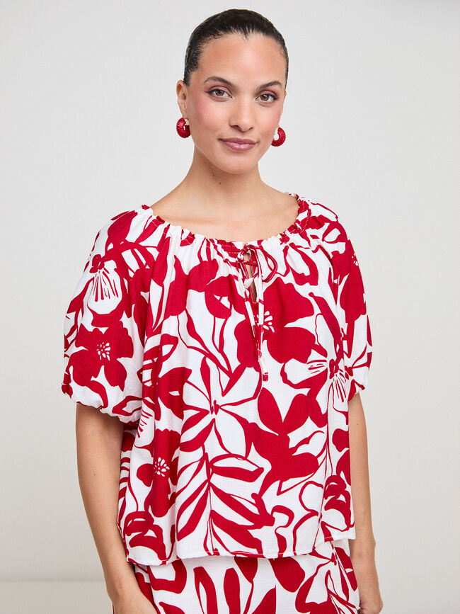 BLUSA CUELLO GOMA Rojo