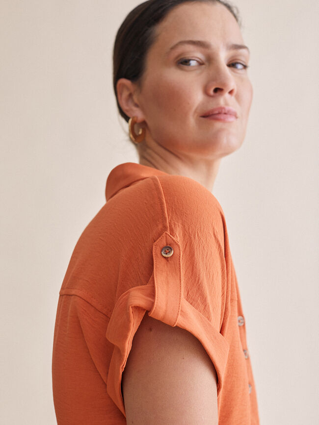 Vestido camisero Naranja quemado