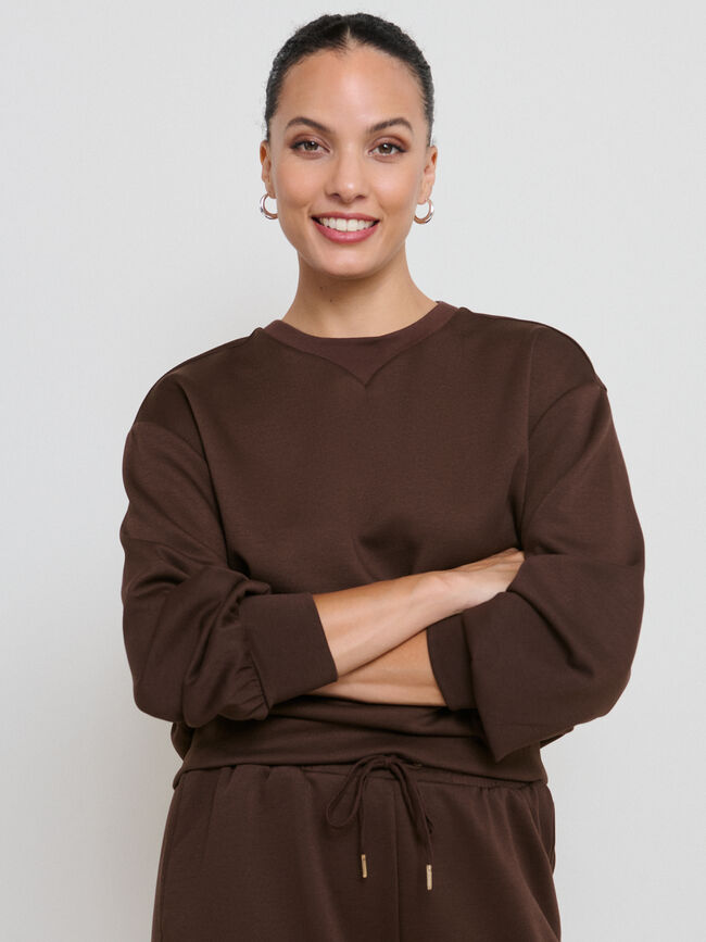 SUDADERA MANGA ABULLONADA Marron