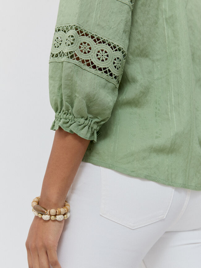 BLUSA PUNTILLAS 3/4 Verde Agua