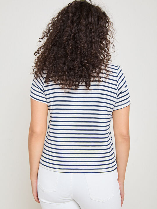 CAMISETA PICO RAYAS Azul Marino image number null