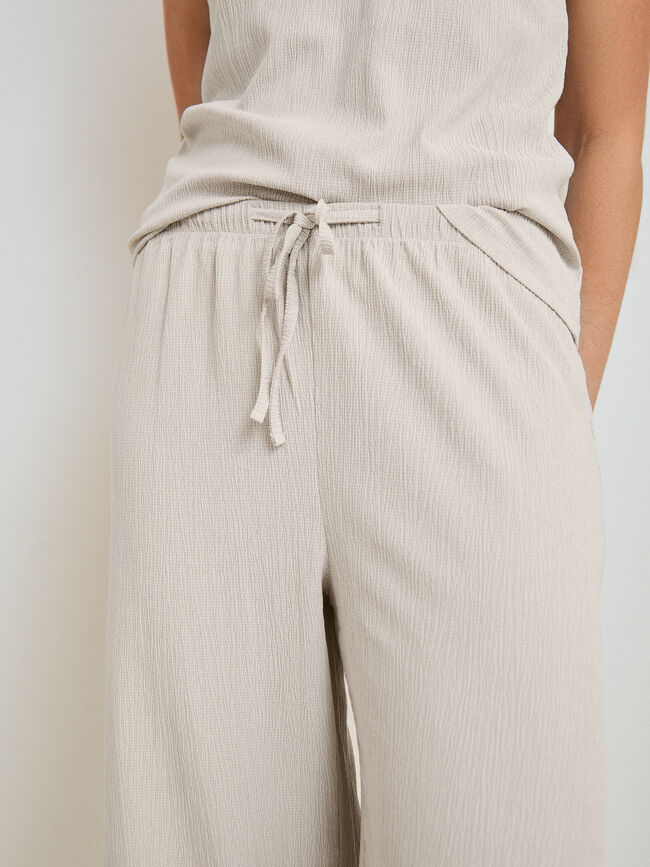 PANTALON TEXTURA CULOTTE Piedra