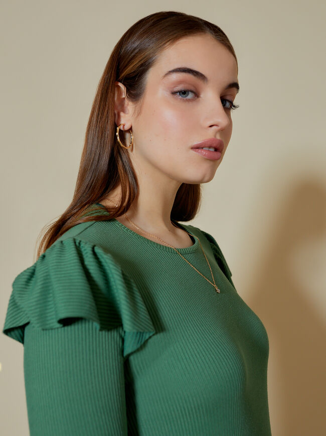 CAMISETA VOLANTE EN HOMBRO Verde Viridian