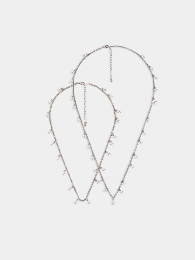 COLLAR LARGO PLATEADO Plata