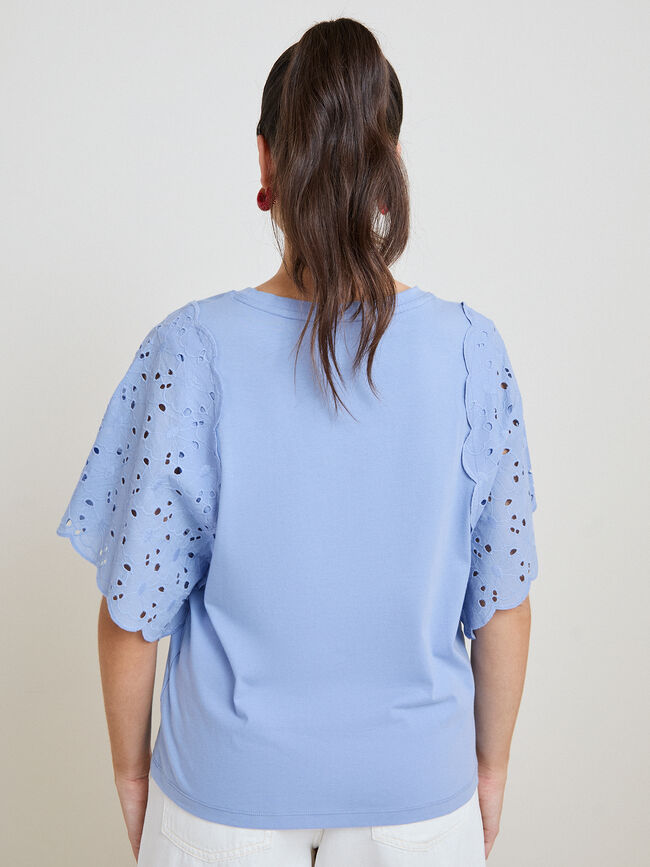 CAMISETA DETALLE MANGAS Azul Chambray